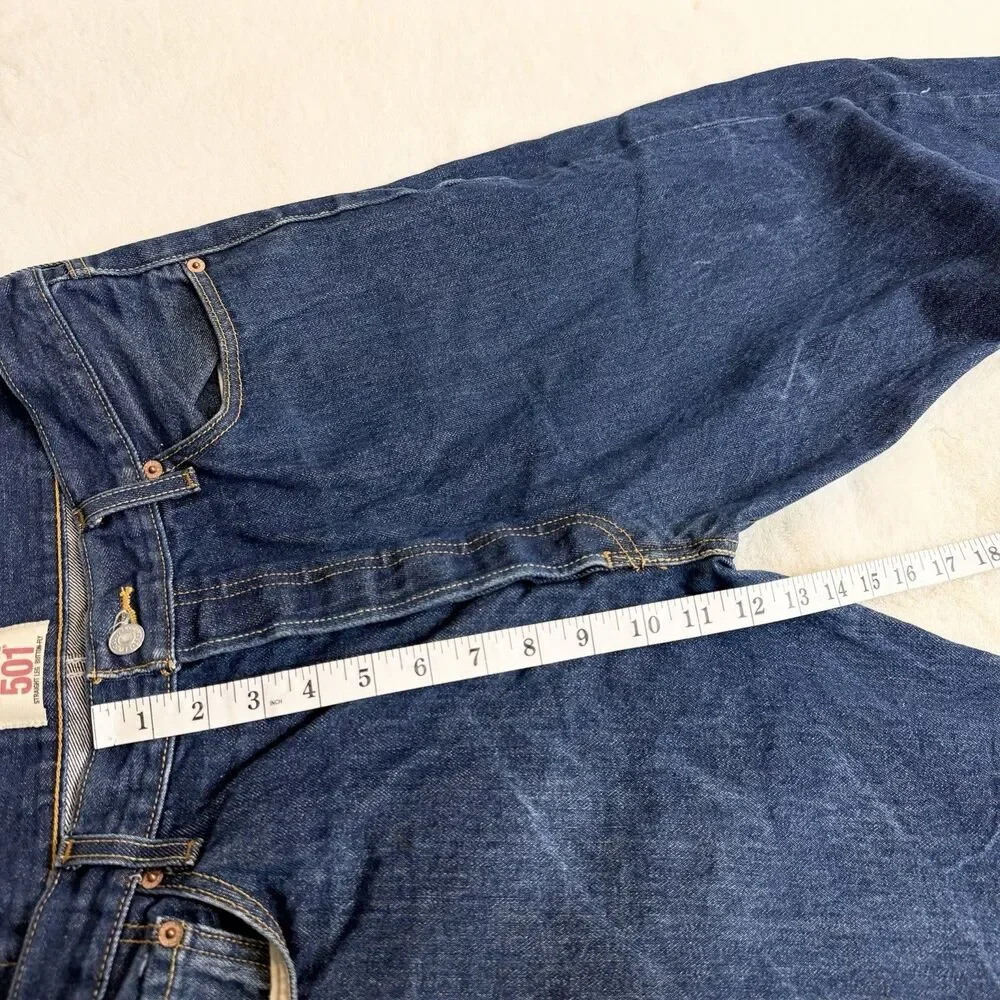 Levi’s 501 Straight Leg Cotton Rigid Denim Blue Jeans Button Fly Men’s 38x32